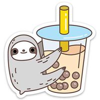 Sloth Loves Bubble Tea Vinyl Sticker