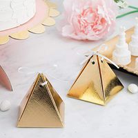 Efavormart 25 Pack Metallic Gold Pyramid Party Favor Boxes with Satin Ribbons Card Stock Wedding Gifts