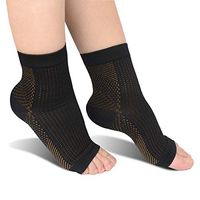 CopperActiveSox Plantar Fasciitis Compression Sleeves Arch, Heel, Ankle, Achilles Support Socks (Black/Copper, LG/XL(1pair)(U.S. Men 10-12 | Women: 10-13.5))