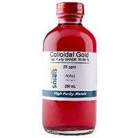 99.99+% Pure True Colloidal Gold – 250 mL of 25 ppm in Clear Plastic Bottle w/phenolic Cap