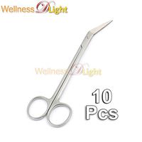 WDL 10 PCS Kelly Scissors Angled Sharp Point END Ring Handle Stainless Steel Dental Instruments