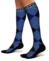 SB SOX Compression Socks (20-30mmHg) for Men & Women - Best Stockings for Running, Medical, Athletic, Edema, Diabetic, Varicose Veins, Travel, Pregnancy, Shin Splints (Dress - Blue Argyle, Large)
