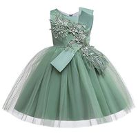 Driuankeji Girls Birthday Party Dress Princess Pageant Gown Sleeveless Flower Tulle Dresses for Wedding Bridesmaid Green