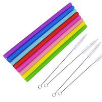 Reusable Silicone Straws Extra Long Flexible Bend Smoothies Straws with Cleaning Brushes BPA Free for 20 32 OZ Tumbler Yeti