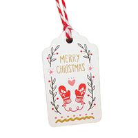 BESTOYARD Tags Kraft Tags Merry Christmas Hang Tags with 10m Cotton Strings for Xmas Gift Wrapping and Labeling 50PCS