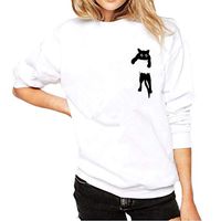 Amlaiworld Women Basic Shirt Cat Print T-Shirt Loose Short Sleeve Blouse Casual Simple Pullover Tops Sport Tank Shirt (2XL, White-1)