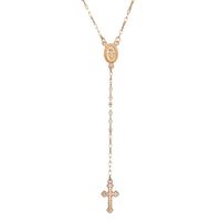 smallwoodi Exquisite Stylish Pendant,Simple Women Cross Virgin Mary Oval Charm Lariat Y Necklace Religious Jewelry Gift for Women Jewelry Golden