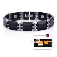 HAIHF Magnetic Bracelet,Ceramics Bangle for Men Balance Magnets Pain Relief for Arthritis and Carpal Tunnel Black Bracelets(Free Link Removal Tool + Jewelry Box)