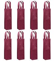 Non-Woven Wine Bag, Sdootjewelry 24 Pack Single Bottle Wine Tote Bag Holder, Reusable Wine Gift Bags for Party, Wedding, Birthday-Dark Red