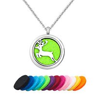 EV.YI Jewels Running Deer Essential Oil Diffuser Necklace Joyful Aromatherapy Perfume Necklace Locket Pendant for Women Girl Men