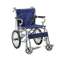 Disabled Trolley, Foldable Wheelchair Aluminum Alloy Handbrake Scooter Portable Elderly Wheelchair Travel Walker,Blue
