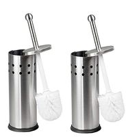 Elaine Karen Deluxe 2 pc Vented Toilet Brush and Holder - 2 pc Set - Stainless