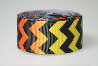 Rainbow Background 7/8" Grosgrain Ribbons (Chevron, 5 Yards)