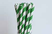 Green Striped Paper Straws (50)