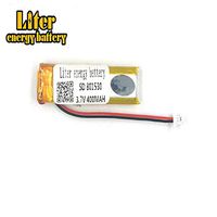 BIHUADE 3.7V 801530 400mAh Jst Ph1.0 Connector Plug Lithium Polymer Li-Po Battery Lithium Ion Polymer Rechargeable Battery for MP4 GPS MP3 Bluetooth Stereo DIY Gift (801530)