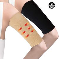 2 Pairs Arm Slimming Shaper Arm Compression Wrap Sleeve for Women Weight Loss Upper Arm Shaper Helps Lose Arm Fat Toneup Arm Shaping Sleeves for Beauty Women (Black+Beige)