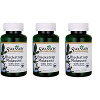 Swanson Blackstrap Molasses Elemental Iron (Ferrous Fumarate) 29 mg 120 Capsules (3 Pack)