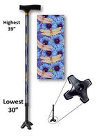 Walking Cane Adjustable T Handle with Footed Cane Tip Dragonfly Design