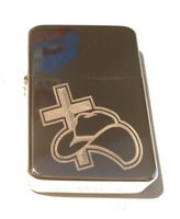 Vector KGM Thunderbird Custom Lighter - Cowboy HAT with Christian Jesus Cross Logo Silver High Polish Chrome Rare!