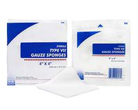 Type VII Gauze Sponges 4" x 4". Pack of 10 8-ply Gauze Dressings for Wound Cleaning, prepping, debriding, Packing. Sterile, 100% Cotton, Latex-Free. Rigid Plastic Tray.