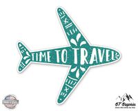 GT Graphics Time to Travel Cute Airplane - 5" Vinyl Sticker - for Car Laptop I-Pad - Waterproof Decal