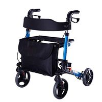 Standard Walkers Walker Four-Wheel Shopping Cart Multi-Function Folding Wheelchair Elderly Hand Brake Walker/Safety (Color : Blue, Size : 7566cm)