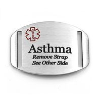 StickyJ USA Brushed Stainless Asthma Medical Alert Strap Bracelet Tag