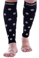 Doc Miller Calf Compression Sleeve - Polka Dots 1 Pair 20-30mmHg Support Running Recovery Shin Splints Varicose Veins (Blackwhite, X-Large)