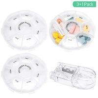 Pill Organizer Pill Splitter,Splaks Weekly Portable Pill Box Travel Planner,7 Day Case Dispenser with Pill Cutter Moisture-Proof Large Compartments for Daily Fish Oils,Supplements,Vitamins Medication