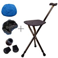 ZSMPY Cane Seat Folding Stool Suitable for Disabled People/Aluminum Alloy Adjustable Height 83-93cm Static Load 200kg