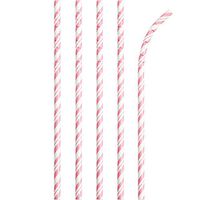 Creative Converting 091042 STRAWS, 7.75", Classic Pink/White Stripe