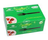 GreenWorks 100% Compostable CPLA Disposable Forks, 100 Count Heavyweight Biodegradable Bio-Based Plastic Fork