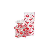 Fun Express - Heart Print Cellophane Bags for Valentine's Day - Party Supplies - Bags - Cellophane Bags - Valentine's Day - 12 Pieces