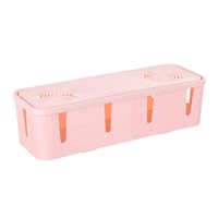 Desk Power Strip Socket Cable Storage Case Box Home Office Organizer Container - Pink