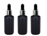 Grand Parfums Luxury 30ml Miron Ultra Violet Glass Dropper Bottles, with Shiny Aluminum Dropper for Essential Oils, Medicine, Serum, Private Label Packaging (Set of 3 Bottles)