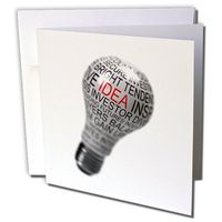3dRose Concept Design, Light Bulb Word IDEA, Red Letter Greeting Cards, 6" x 6", Set of 6 (gc_155000_1)