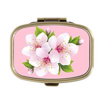 Custom Fashion Rectangular Pill Box Medicine Tablet Holder Wallet Organizer Pocket Case (Vintage Flower White Blossoming Sakura)