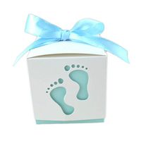 Outflower 50pcs Baby Footprints Candy Gift Boxes with Ribbon for Wedding