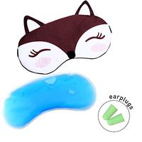 WITERY Cute Cartoon Fox Sleeping Eye Mask w/Cold Gel Pad and Free Ear Plugs for Travel/Sleeping/Shift Work/Meditation Suit for Men Women and Kids