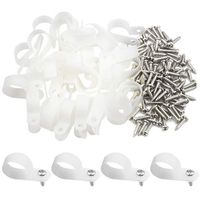 XLX 50PCS White Nylon R-Type Cable Clamp Fastener for 19.4mm (3/4") Dia Wire Tube Plastic Wire Cord Clip Fixer with 50 Pack Screws for Wire Management