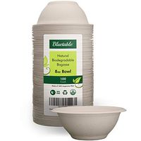 Compostable Bowls Natural Paper Bowls 8 oz - Made from 100% Sugarcane Eco Friendly Biodegradable Bowls 8oz BPA Free, Small Disposable Bowl for Desserts Soup & Horderves – By Bluetable [100 Pack]