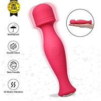 Mini Wand Massager, Small Wireless Massage Toy 10 Intensities Cordless Portable Bullet Travel Size Handheld Powerful Massage for Back Female Women Men Silent Waterproof USB Rechargeable, Crimson