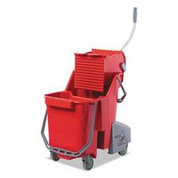 UNGCOMBR - Side-Press Restroom Mop Bucket Combo, 8gal, Plastic, Red