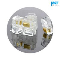 Davitu 100Pcs 6P6C 6 Pins 6 Contacts RJ11 Telephone Modular Connector Plug Jack