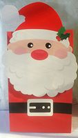 6 Christmas Paper Die cut Treat Bags Santa 11x5.5"