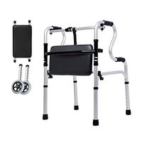 Walkers for Seniors with Seat Auxiliary Walker Elderly, Disabled Walker Can be Used in The Bathroom Waterproof Maximum Weight 360 pounds Rolling Walkers (Color : Black, Size : #2)