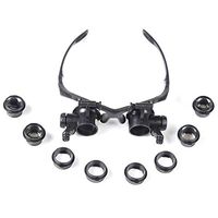 Headhand Magnifier Glasses 4 Pairs of Optical HD Lenses 10X 15X 20X 25X Repair Motherboard Clock Magnifying Glasses with 2 LED Lights Identification Coin Calligraphy Stamp Tool