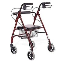 Outdoor Rollator Walker Lightweight 4 Wheels Foldable with Storage Basket Elderly Aluminum Rollator with Soft Seat