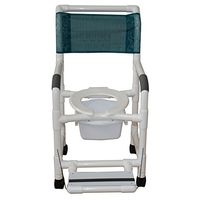 MJM International 118-3TW-FF-SSDE-SQ-PAIL Standard Shower Chair with Folding Footrest, Commode Pail and Soft Seat, 300 oz Capacity, 40.5" Height x 22" Width x 25.25" Depth, Royal Blue/Forest Green/Mauve