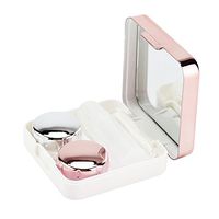 SoarUp Mini Travel Simple Contact Lens Case Box Container Holder Reflective Cover Contact Lens Case Set Cute Lovely Box Kit(Pink)